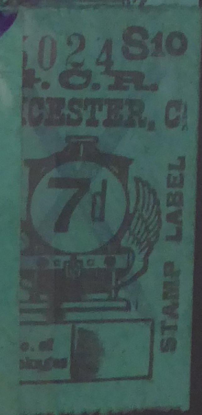 Great Central Railway Parcel Post Locomotive 7d on Green paper