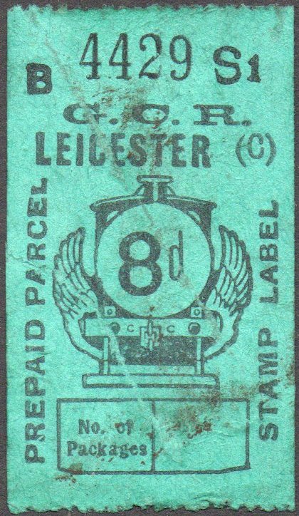 Great Central Railway Parcel Post Locomotive 8d on Green paper