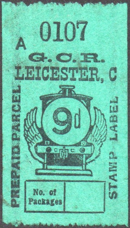 Great Central Railway Parcel Post Locomotive 9d on Green paper