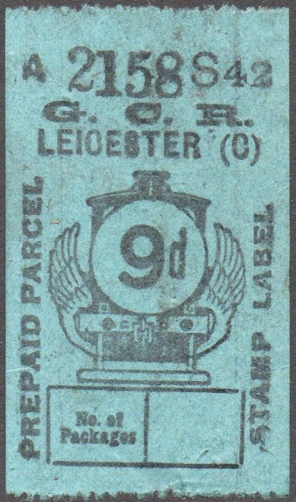 Great Central Railway Parcel Post Locomotive 9d on Green paper