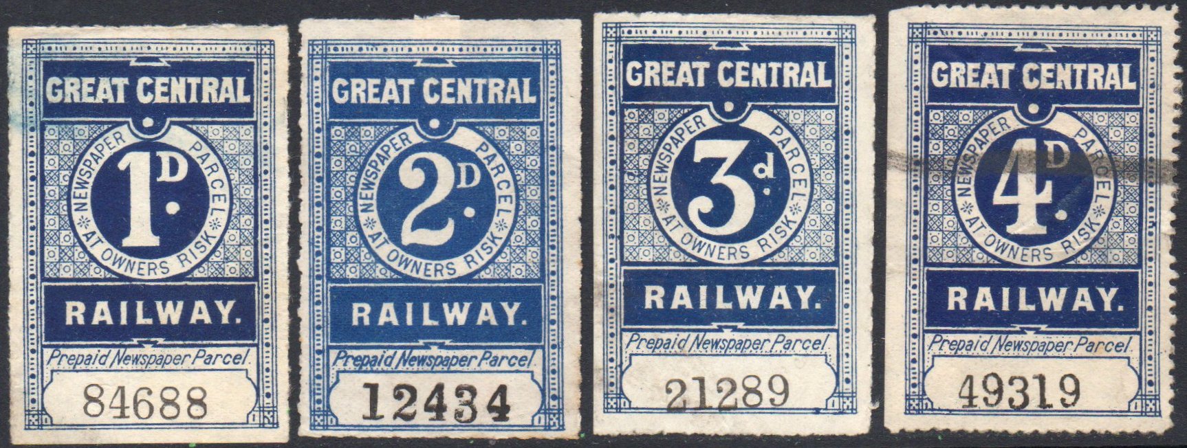 Great Central Railway Newspaper Stamps Medium Font examples