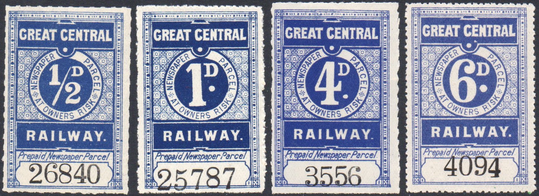 Great Central Railway Newspaper Stamps Large Font examples
