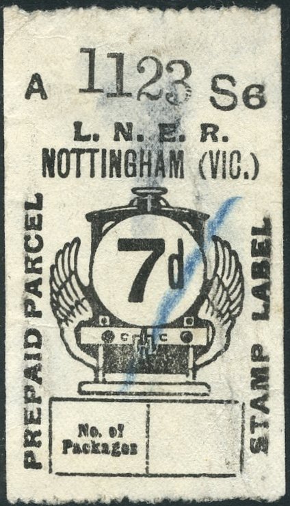 LNER use of Great Central Railway Parcel Post Locomotive stamp design 7d