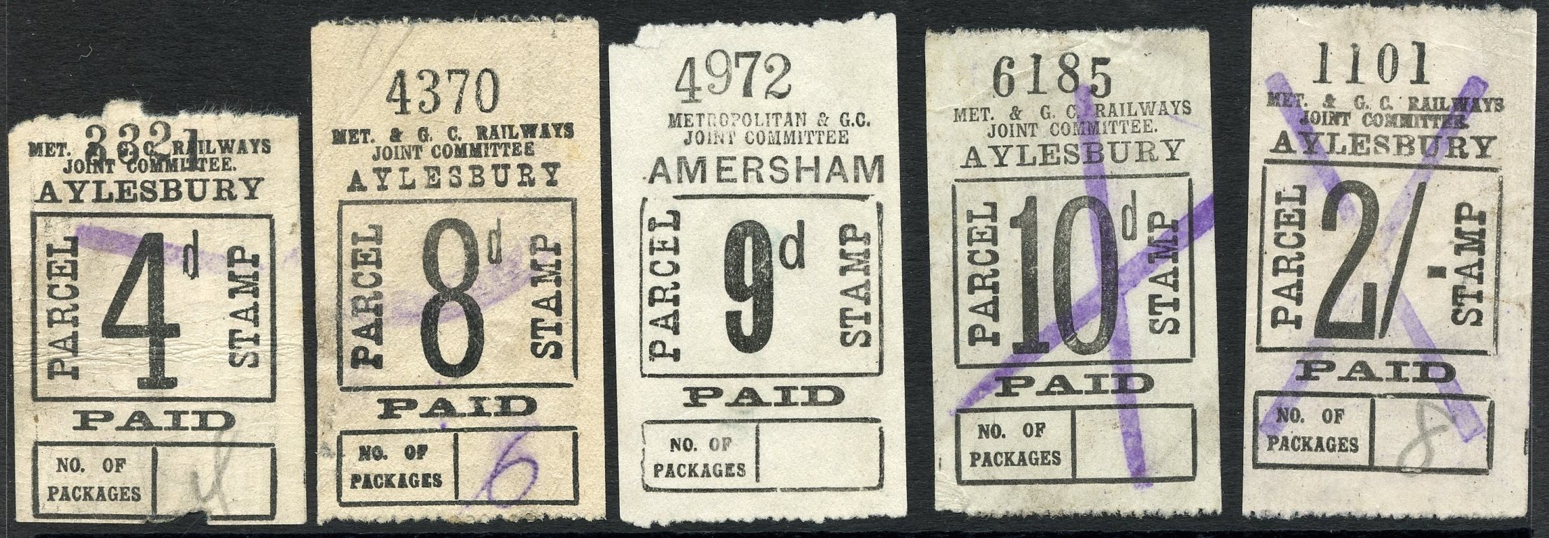 Metropolitan and Great Central Railways Joint Committee Parcel Post stamp 6d Chorley Wood