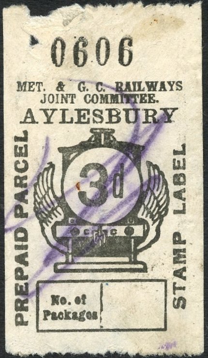 Metropolitan & Great Central Railways Joint Committee Parcel Post Locomotive stamps 3d