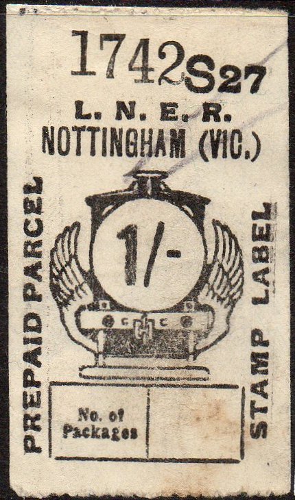 LNER use of Great Central Railway Parcel Post Locomotive stamp design 1/- one shilling