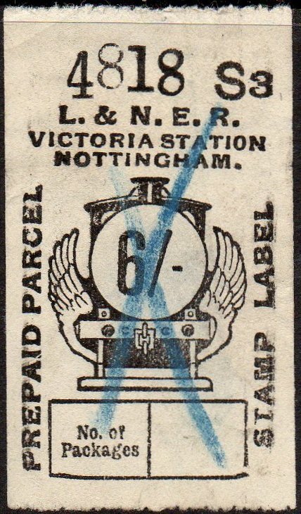 LNER use of Great Central Railway Parcel Post Locomotive stamp design 6/- Six shillings