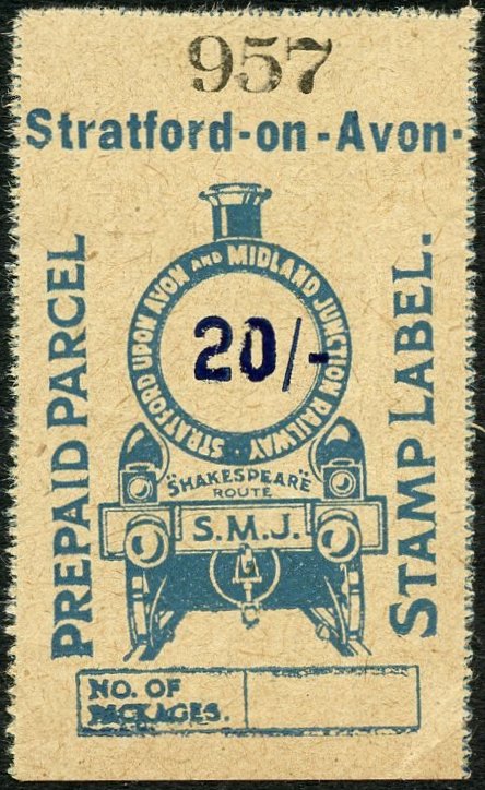 Stratford upon Avon and Midland Junction Railway Parcel Post Locomotive stamps 3d