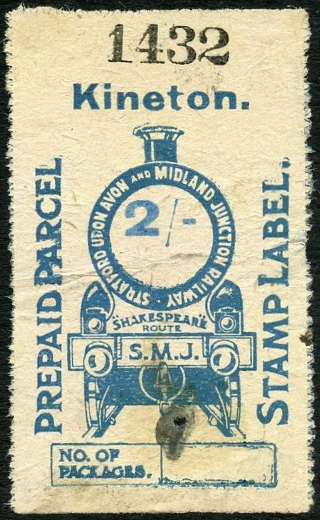 Stratford upon Avon and Midland Junction Railway Parcel Post Locomotive stamps 3d