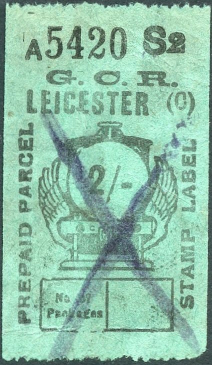 Great Central Railway Parcel Post Locomotive 2/- on Green paper