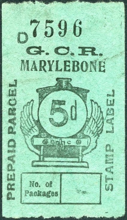 Great Central Railway Parcel Post Locomotive 5d on Green paper