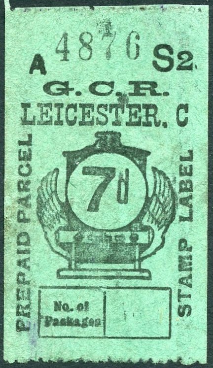 Great Central Railway Parcel Post Locomotive 7d on Green paper