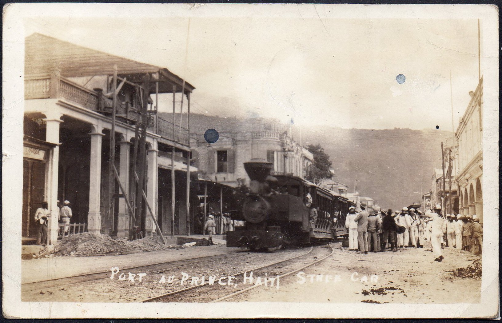timbres-poste stamps Haiti streetcar tram steam train port-au-prince american sailors in Haiti