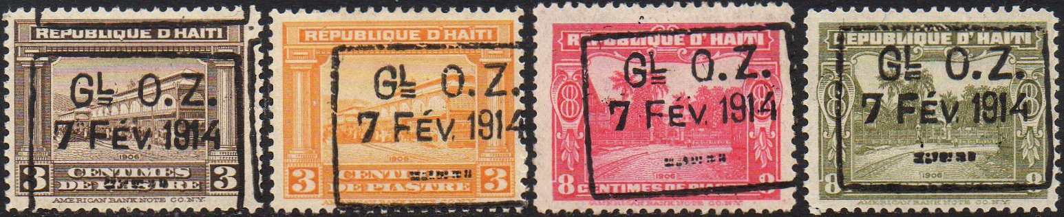 timbres-poste stamps Haiti GL O Z handstamps 1914