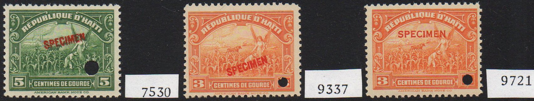 timbres-poste stamps Haiti American Occupation Rule Agriculture Steam Train 1920