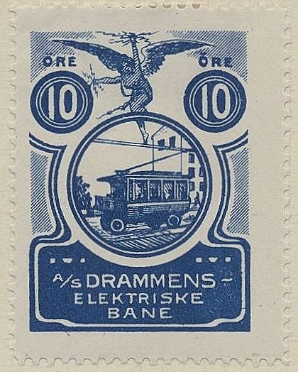 Frimerker stamps Norway A/S Drammens Elektriske Bane & A/S Trikken Trolleybus Parcel Stamps timbres-poste Briefmarken