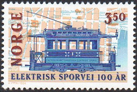 Frimerker stamps Kristiania Elektriske Sporvei Tramway Parcel Stamps timbres-poste Briefmarken