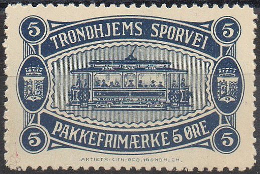 Frimerker stamps Trondhjems Sporvei Norwegian Tramway Parcel Stamps timbres-poste Briefmarken