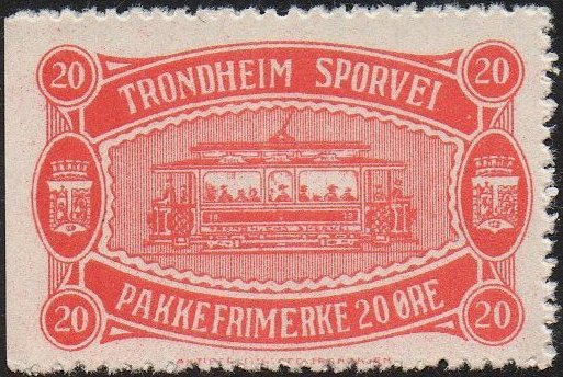 Frimerker stamps Trondhjems Sporvei Norwegian Tramway Parcel Stamps timbres-poste Briefmarken