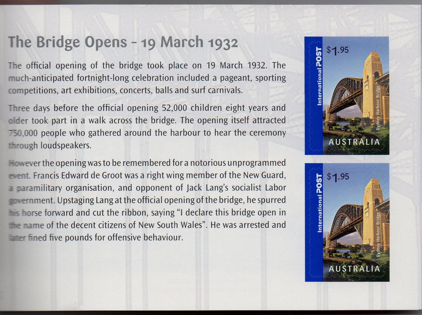 2007 Sydney Harbour Bridge $1.95 stamp