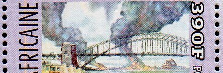 Sydney Harbour Bridge & Fire Central African Republic stamp 2002