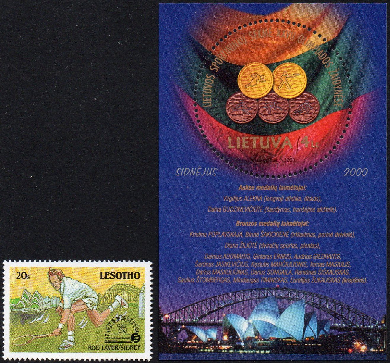 Sydney Harbour Bridge stamps Lesotho & Lithuania