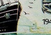 Sydney Harbour Bridge New Caledonia 1981 stamp 'Le Bataillon du Pacifique' bateau ship - detail