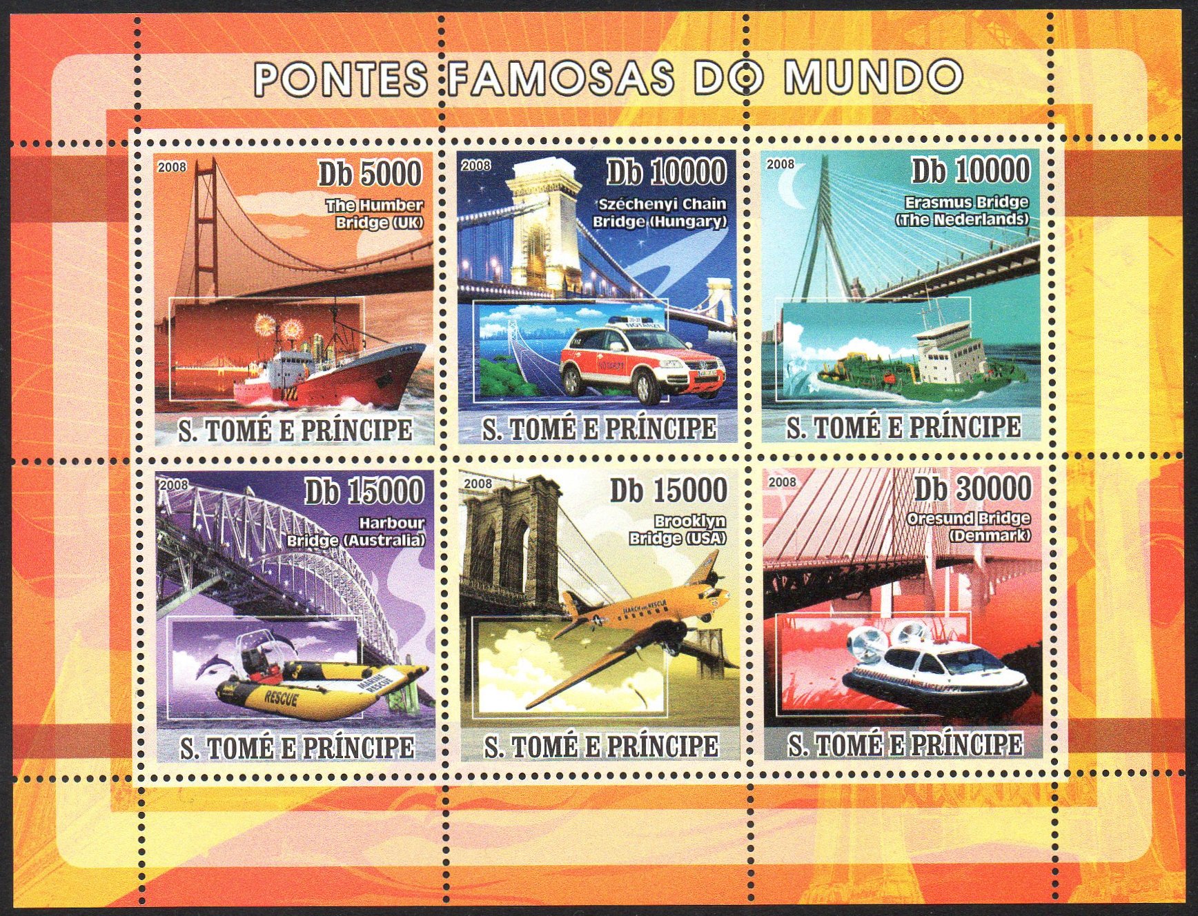 Sydney Harbour Bridge Sao Tome stamps 2008 Bridges