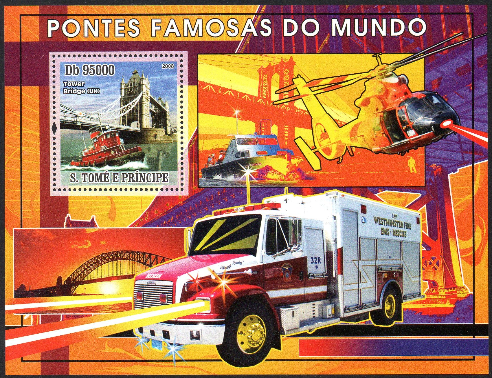 Sydney Harbour Bridge Sao Tome stamps 2008 Bridges