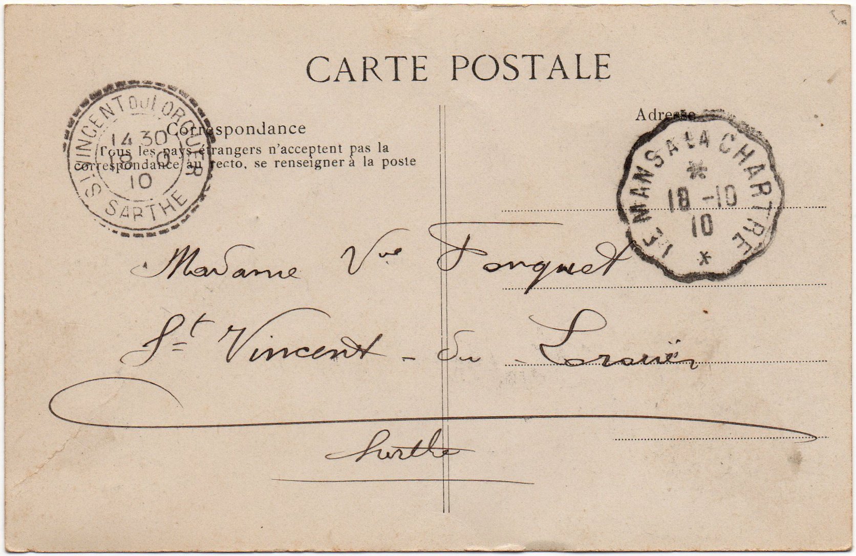 Courrier-Convoyeur-Ligne Le Mans à La Chartre  Type 3