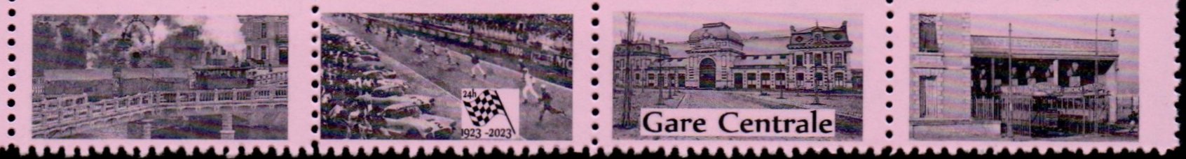 Le Mans : Le Pont-en-X : Poster Stamps Cinderellas Motor Racing Le Mans 24-hour Centenary ; le Pont en X ; les Tramways de la Sarthe