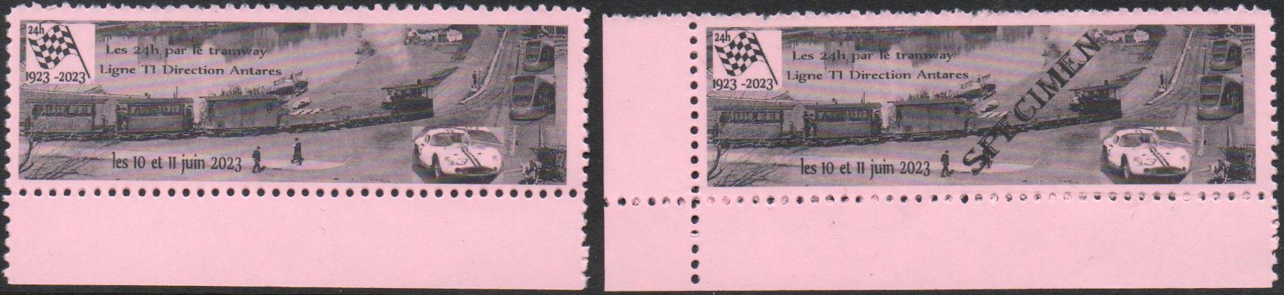 Le Mans : Le Pont-en-X : Poster Stamps Cinderellas Motor Racing Le Mans 24-hour Centenary ; le Pont en X ; les Tramways de la Sarthe