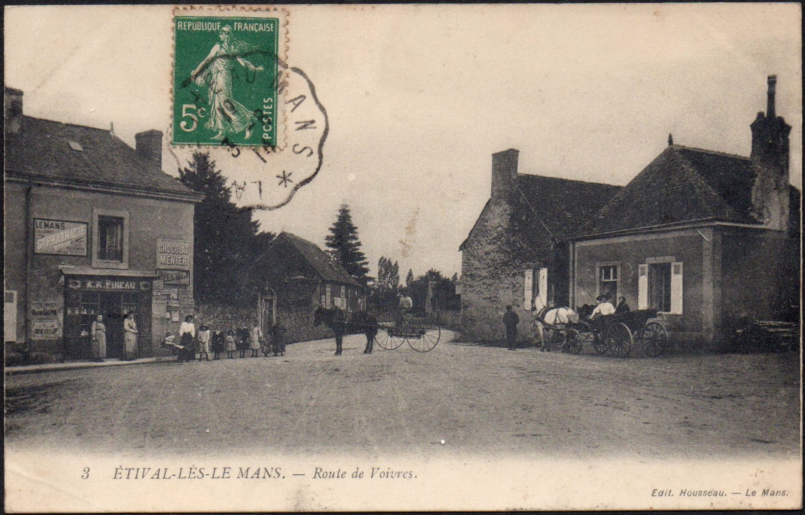 Obliteration ferroviaire / chemin de fer 'La Flèche au Mans', le 3 aout 1914 : Etival-les-Mans