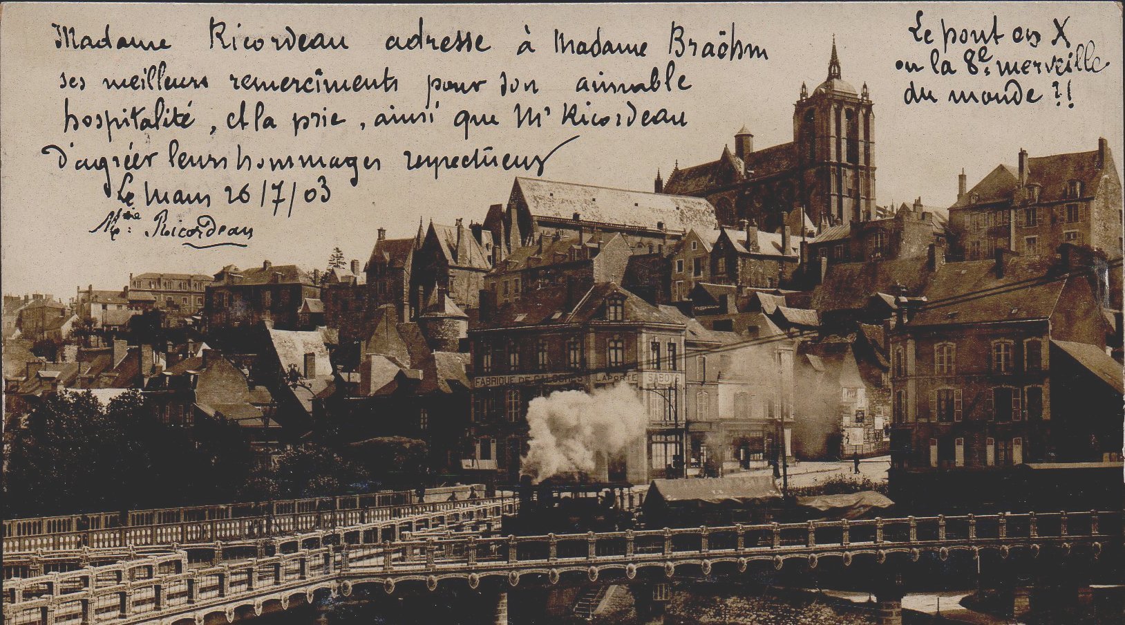 Le Mans : Le Mans : Le Pont-en-X : Tramway electrique et train a vapeur