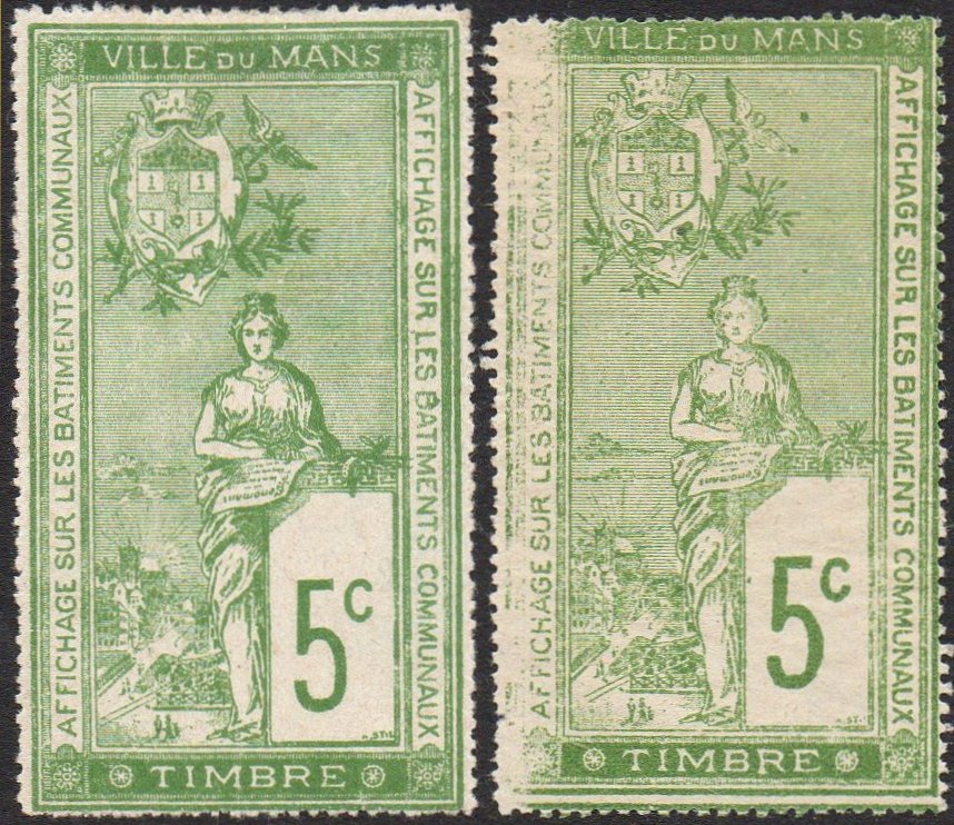 Le Mans Le Mans : Timbre Fiscal Affiches 1901 : 5c Vert. Tramway.
