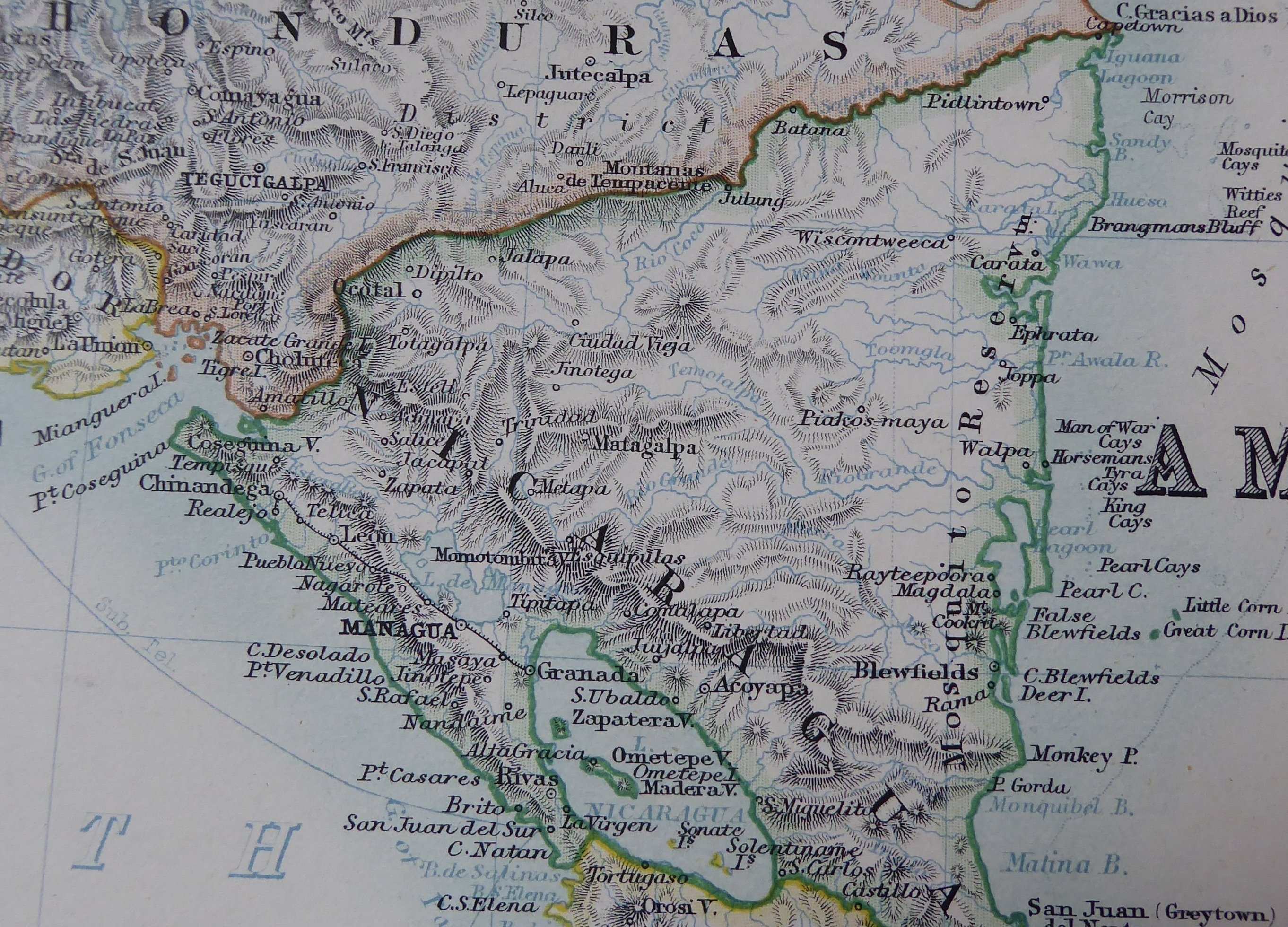 Nicaragua Map c.1895 