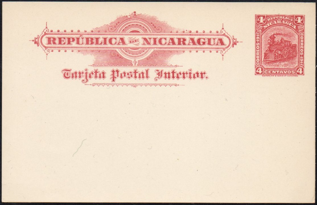 Nicaragua 1912 Postal Stationery card Locomotive 4c