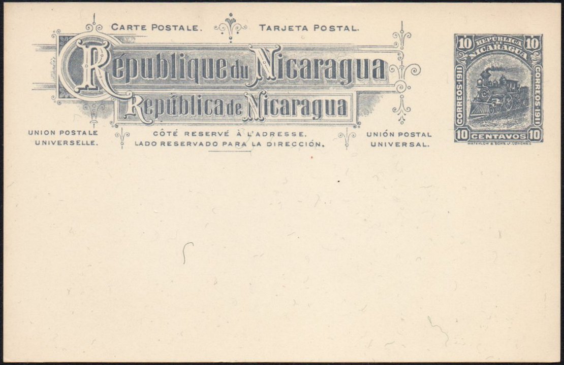 Nicaragua 1912 Postal Stationery card Locomotive 10c