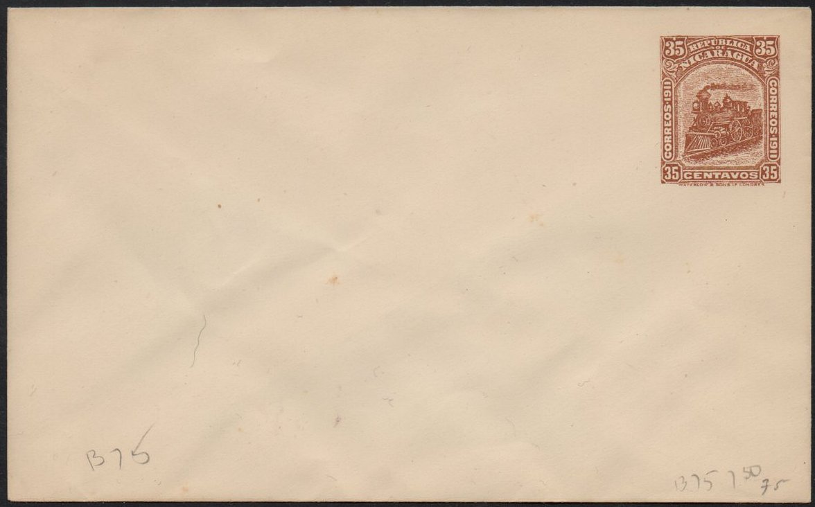 Nicaragua 1912 Postal Stationery card Locomotive 35c P.S. Envelope