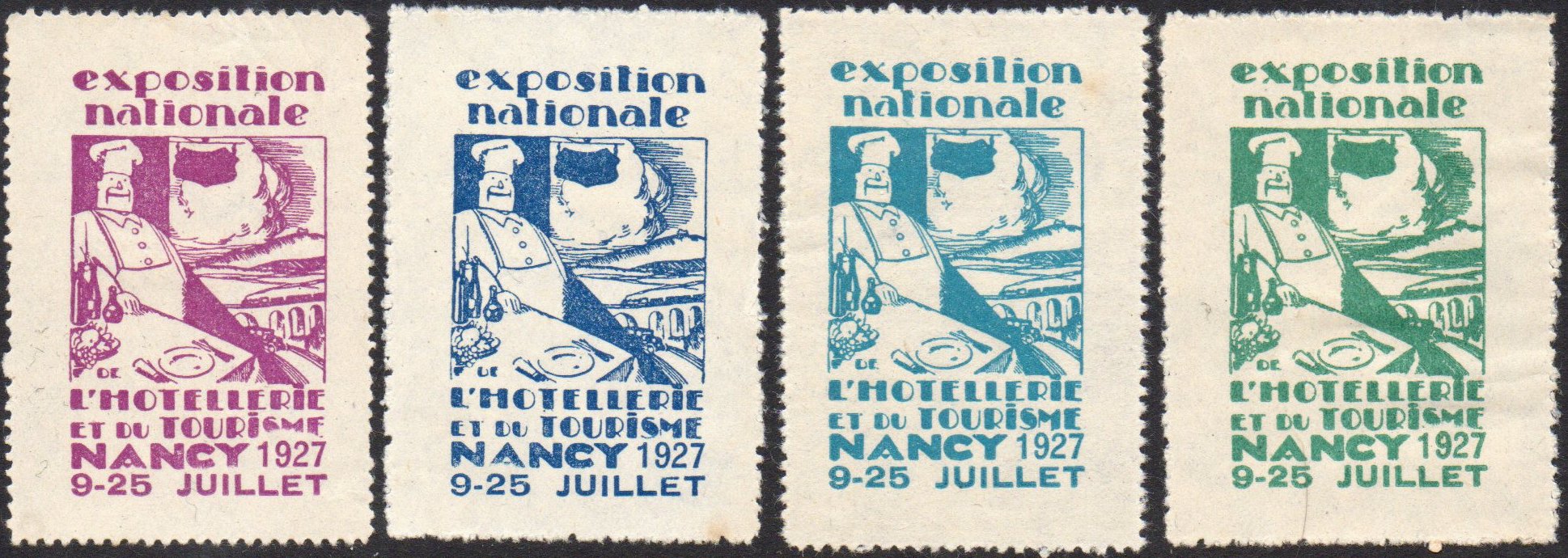 France : Reklamemarke Vignette Nancy Exposition de l'Hotellerie et Tourisme 1927  