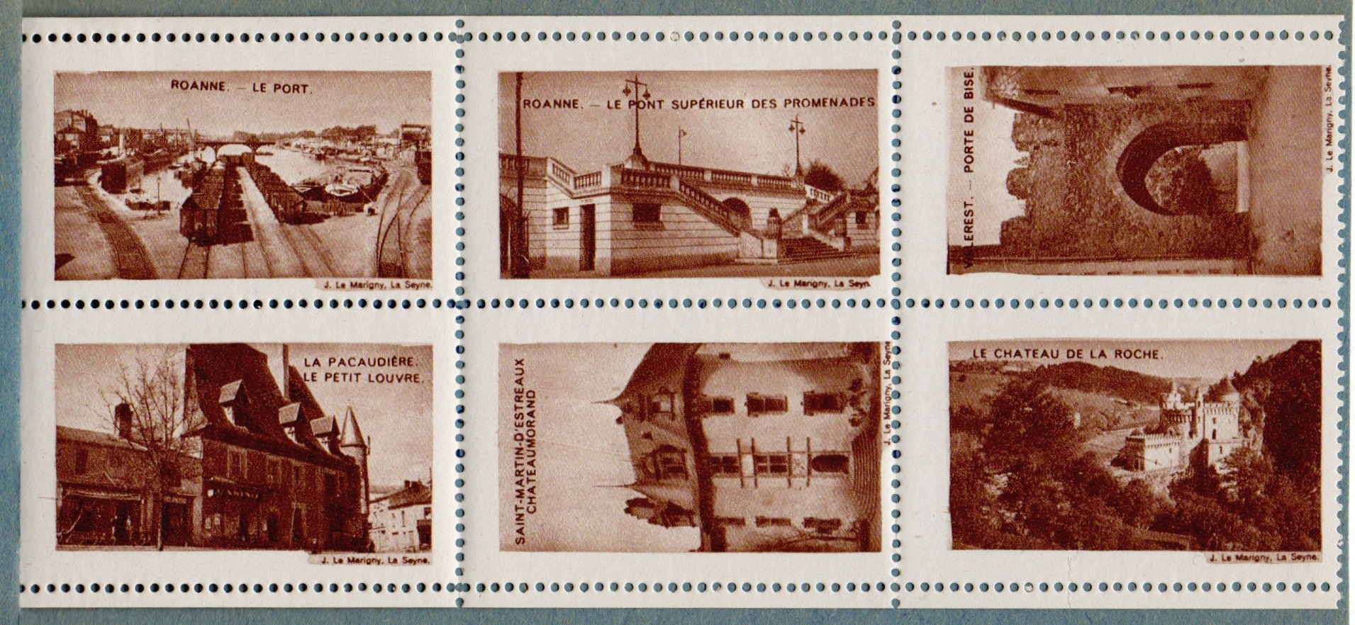 France Cinderella : Roanne Port : Carnet de 6 Vignettes philateliques  