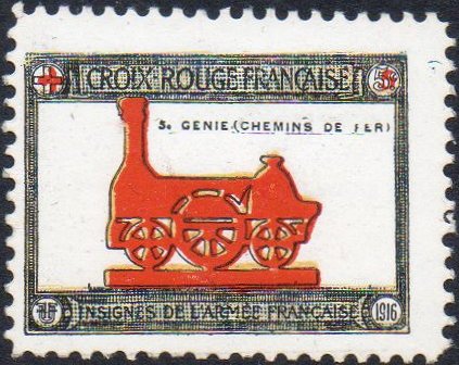 Philatelie France : WWI : Vignette Croix Rouge pour La Génie (Chemins de Fer)