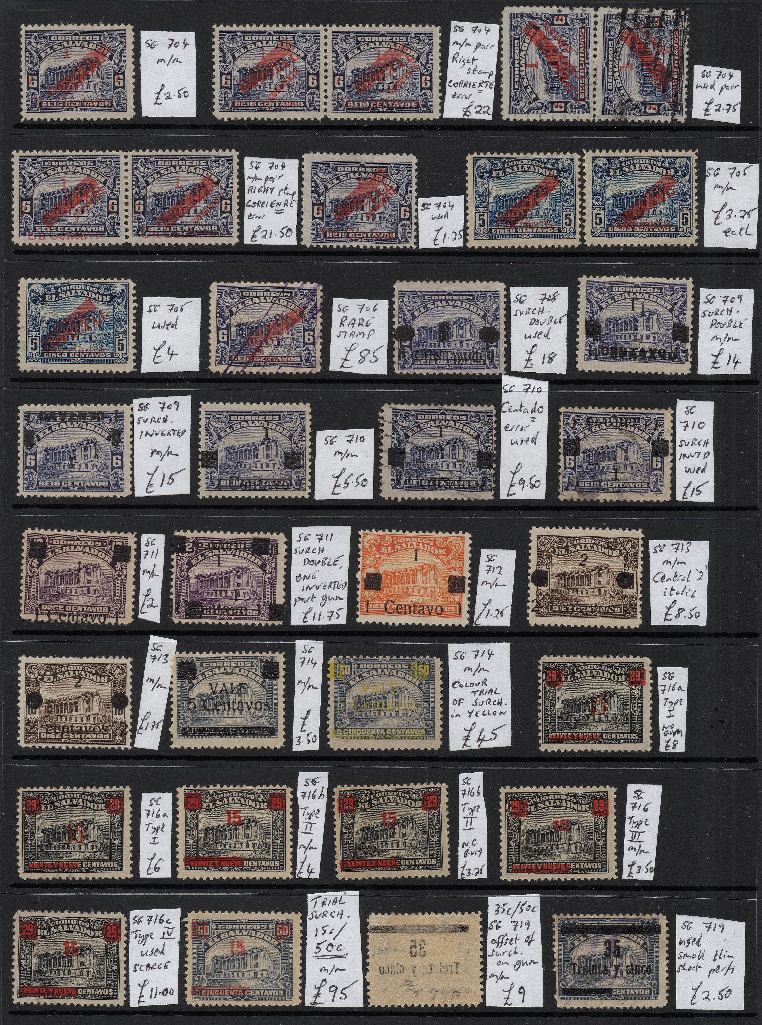 El Salador Railway Stamps Train Stamps Sellos Ferroviarios Timbres-poste ferroviaires Briefmarken Eisenbahn