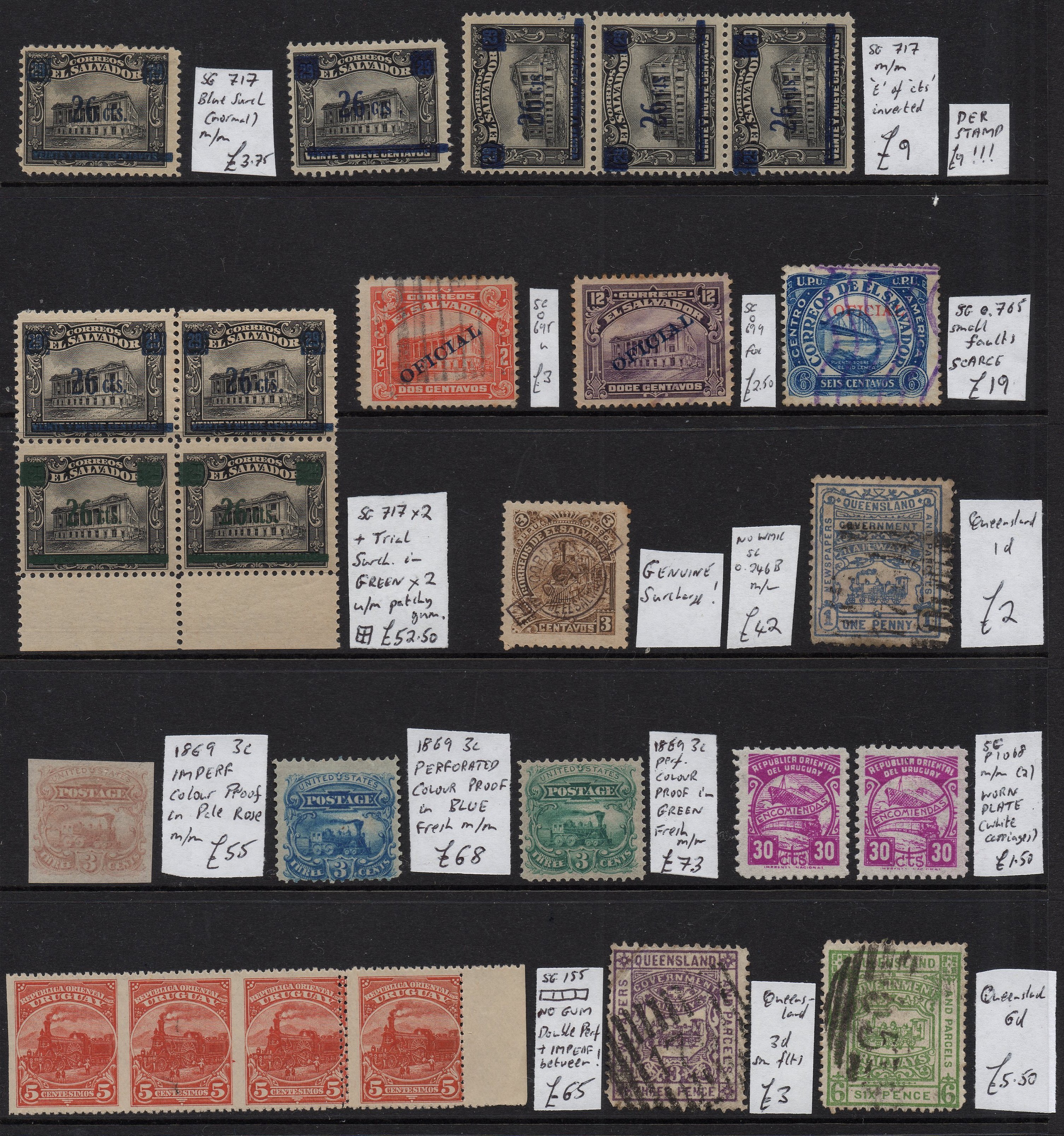 El Salvador USA Railway Stamps Train Stamps Sellos Ferroviarios Timbres-poste ferroviaires Briefmarken Eisenbahn